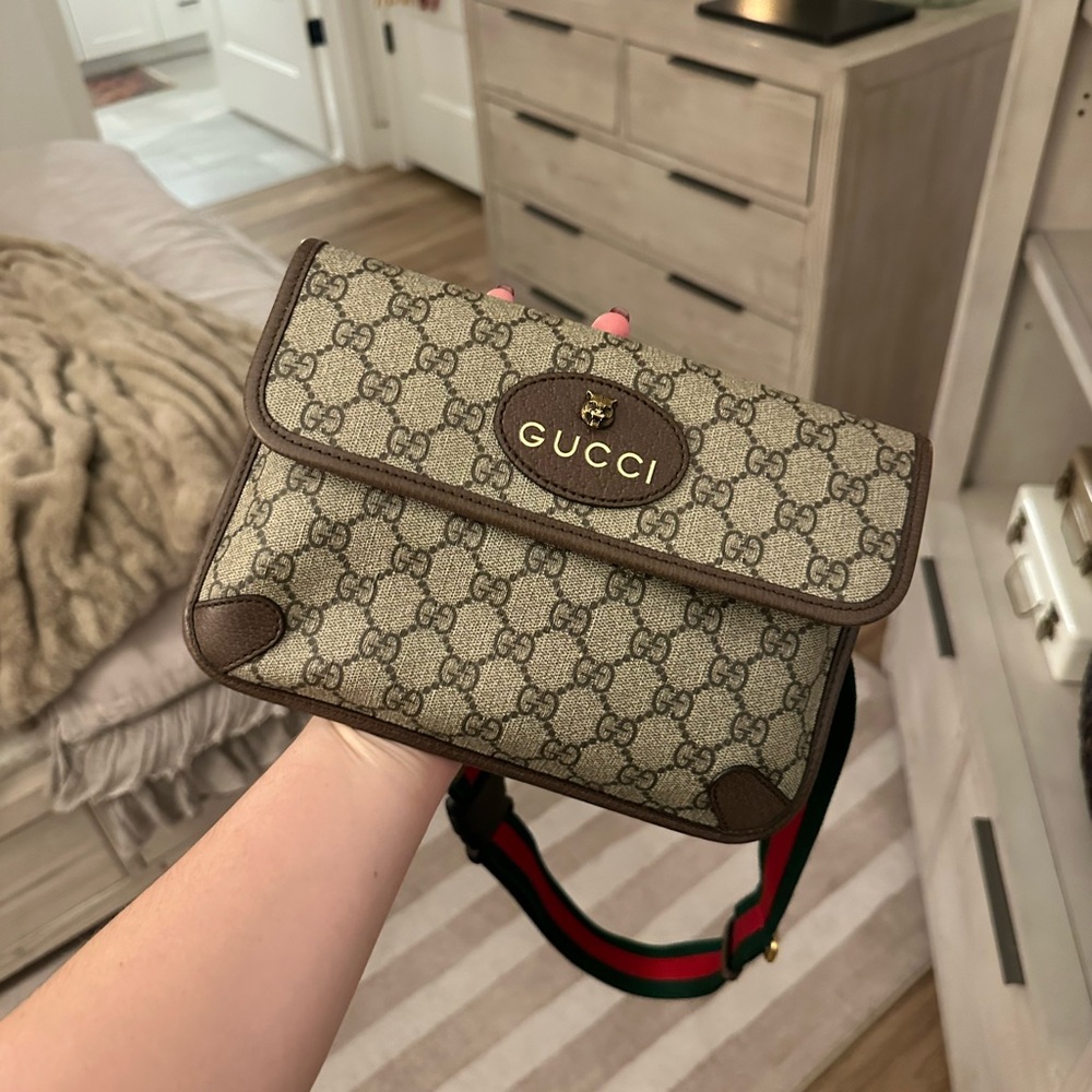 Gucci Beige and Brown Logo Belt Bag